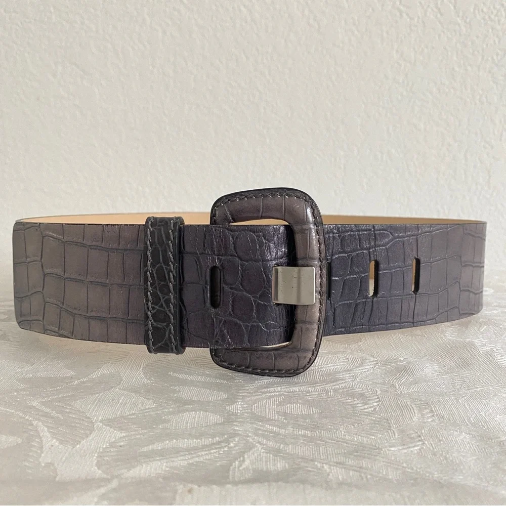 Banana republic croc Italian leather gray belt